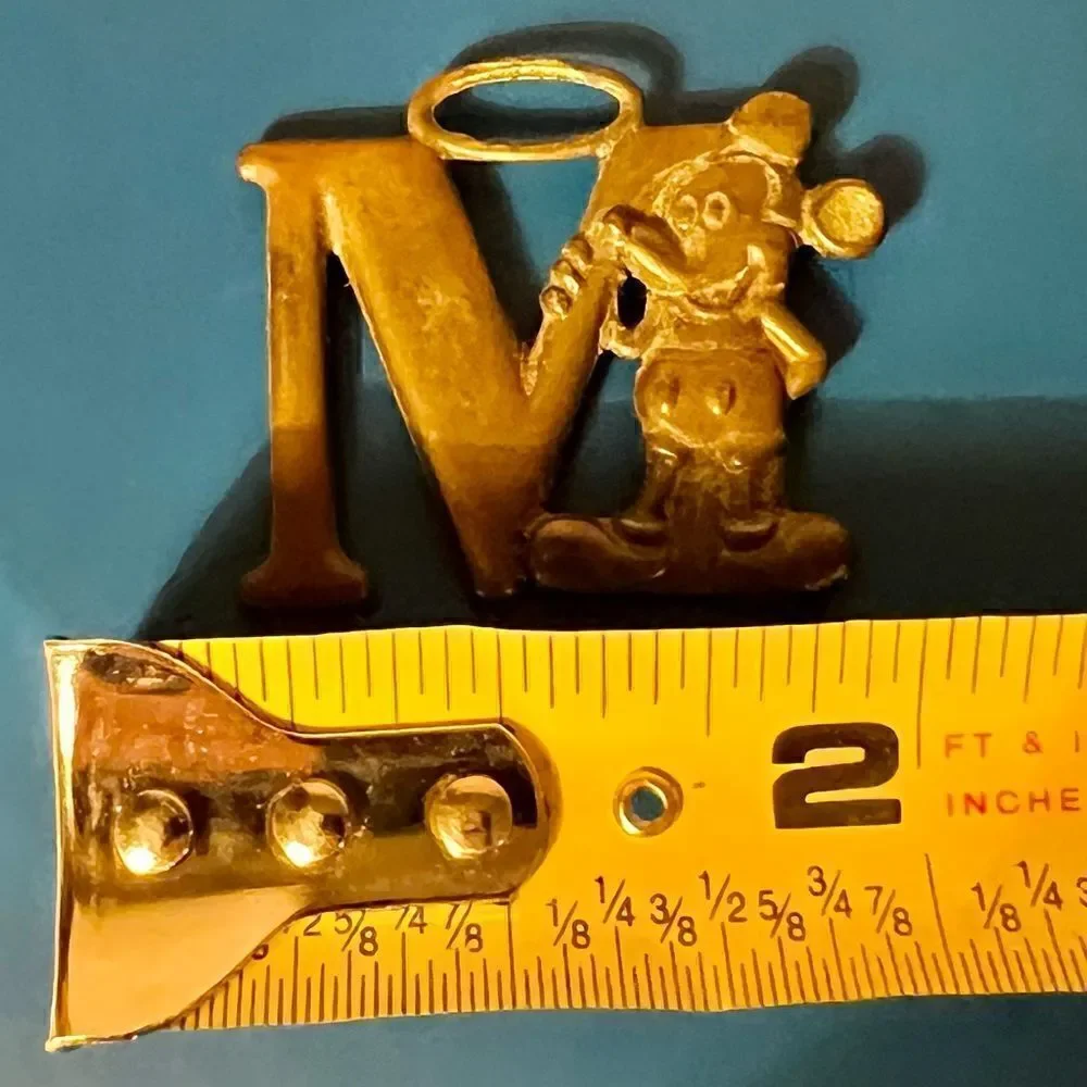 Vintage 70s 80s Leather Metal Walt Disney Mickey Mouse Key Chain Fob Pendant